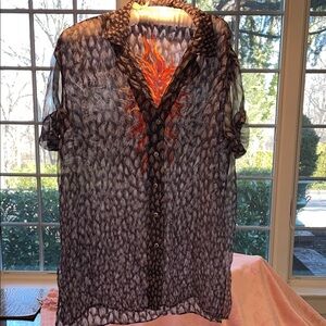 Gianfranco Ferre sheet silk Black and light grey pattern with 🔥 on back